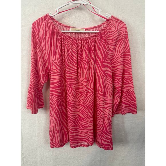 BN #14 Michael Kors Pink Zebra Print Peasant Top – Size M - Picture 1 of 5